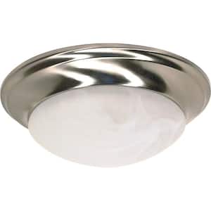 1 Light 12 in. Flush Mount Twist and Lock with Alabaster Glass Finished in Brushed Nickel