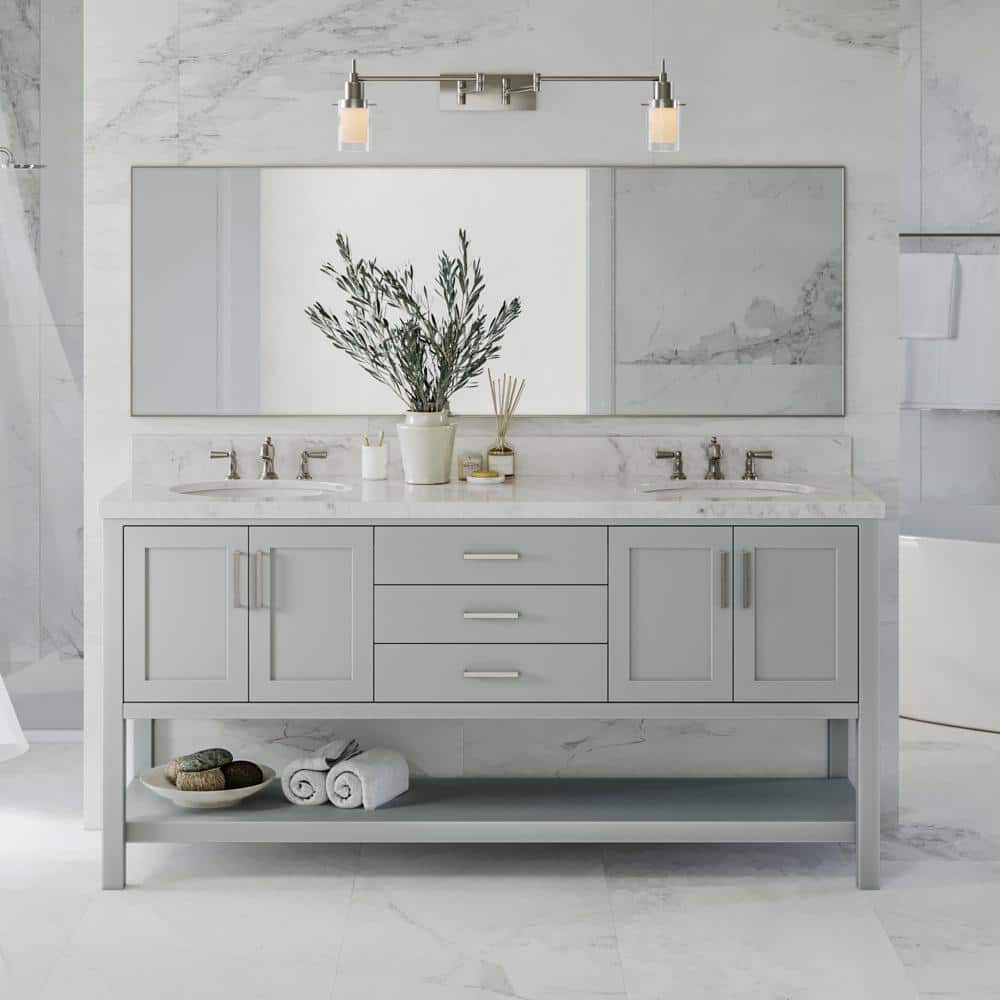 Magnolia 72" Gray Solid Wood Double Freestanding Bathroom Vanity