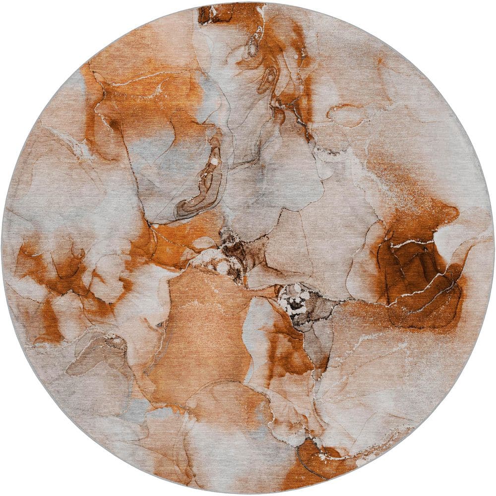 Dream Shag Premium Machine Washable Abstract ADS526 Paprika 8 ft. x 8 ft. Round Rug price history on PriceWatchPro