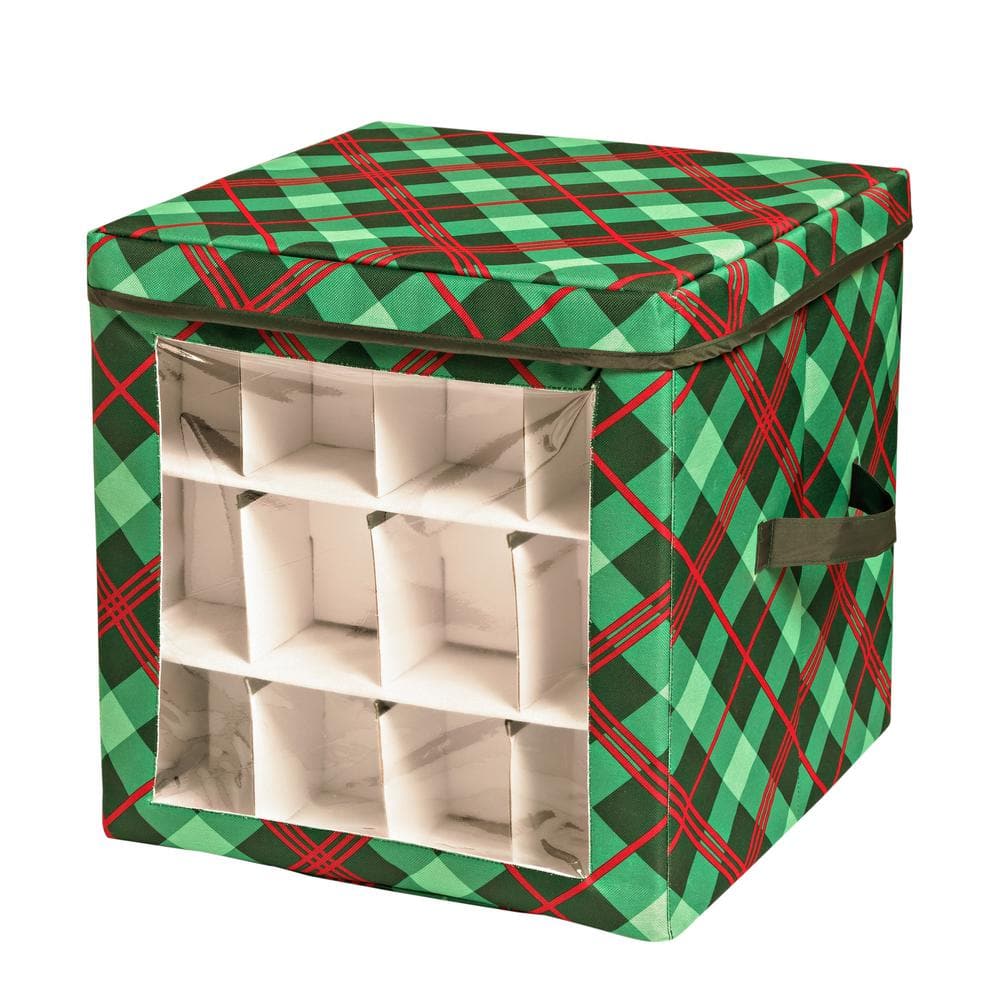 Hastings Home 13-in x 6-in 48-Compartment Green Polyester Ornament Storage  Box in the Ornament Storage Boxes department at