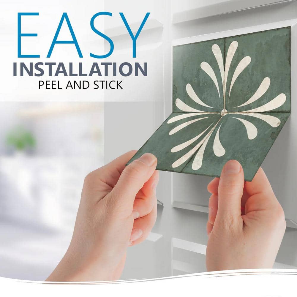 Dark Gray and White Vinyl Peel and Stick Tile Stickers, 8x8-inch