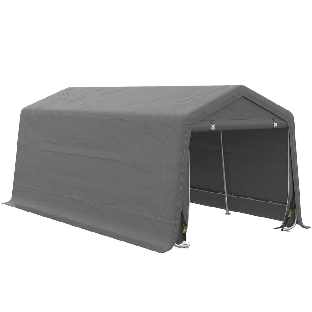 Outsunny Large 20 ft. x 10 ft. Gray Heavy Duty Storage Tent 84C-380V00GY -  The Home Depot