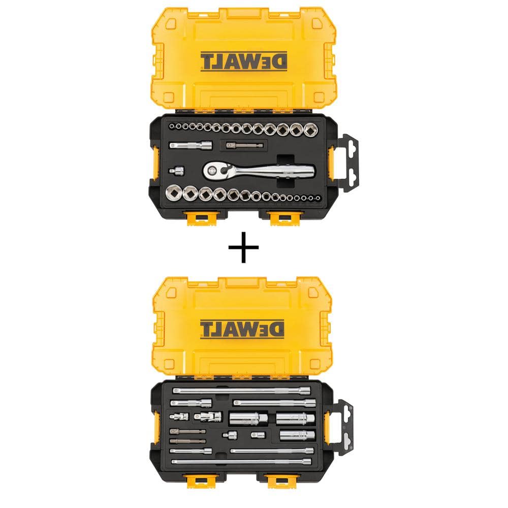 DEWALT DWMT73804 Drive Socket Ratchet Set with Carrying Case 34 Piece for sale online