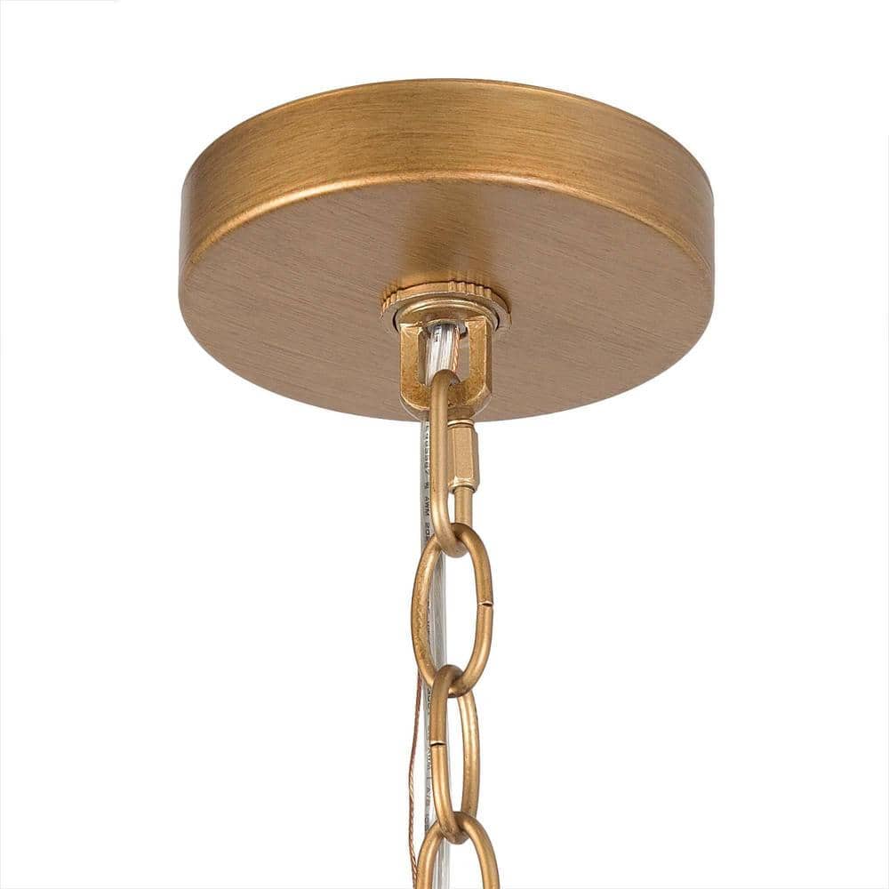Vintage Gold Drum Metal Pendant Light with Adjustable Chain