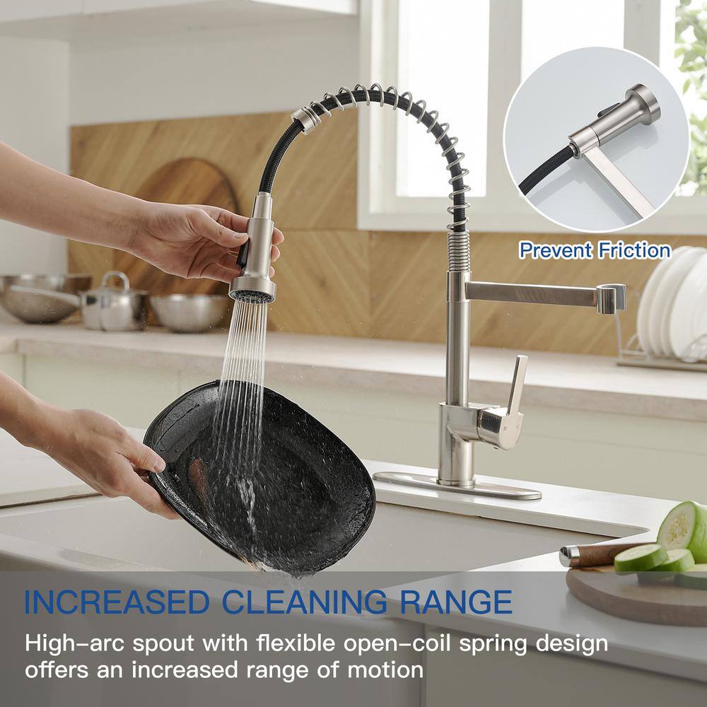 Brushed Nickel Pull-Down Single Handle Kitchen Faucet