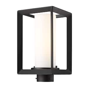 Smyth 1-Light Natural Black Aluminum Hardwired Outdoor Weather Resistant Post Light with No Bulbs Included