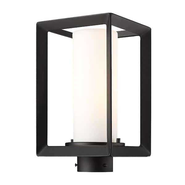 Smyth 1-Light Natural Black Aluminum Hardwired Outdoor Weather Resistant Post Light with No Bulbs Included