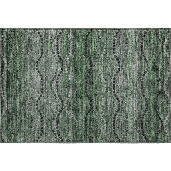 Mayfield Premium Machine Washable Abstract AMF2031 Olive 2 ft. x 3 ft. Accent Rug