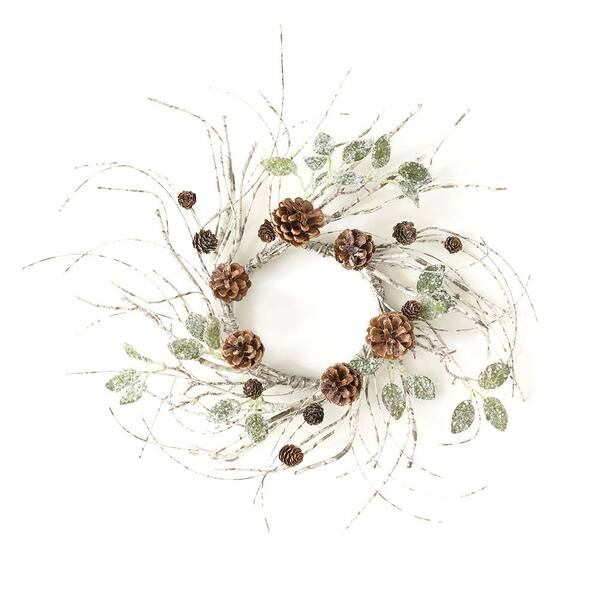 SULLIVANS 24" Artificial Birch and Pinecone Mini Wreath