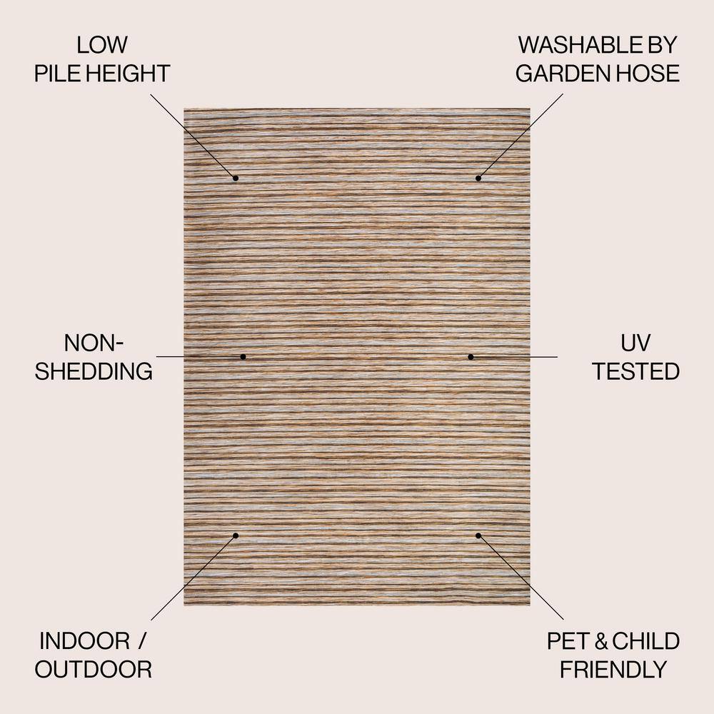 Heathered Stripes Brown/Natural 8' x 10' Synthetic Easy-Care Area Rug