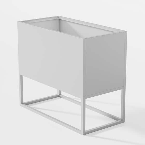 Unbranded 36 x 18 x 18 in. White Large Metal Rectangular Planter with Shelves and Drainage Holes