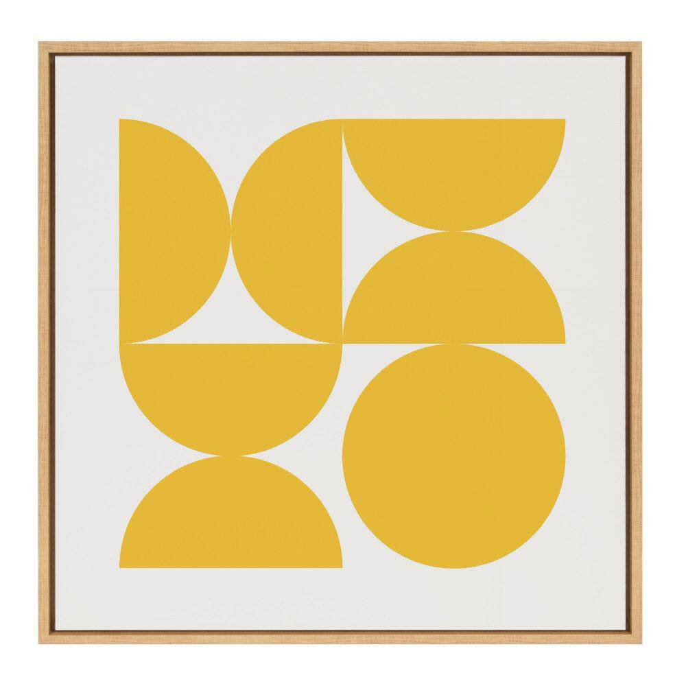 Sunshine Yellow Geometric Abstract Canvas Wall Art, 30x30 Natural Frame
