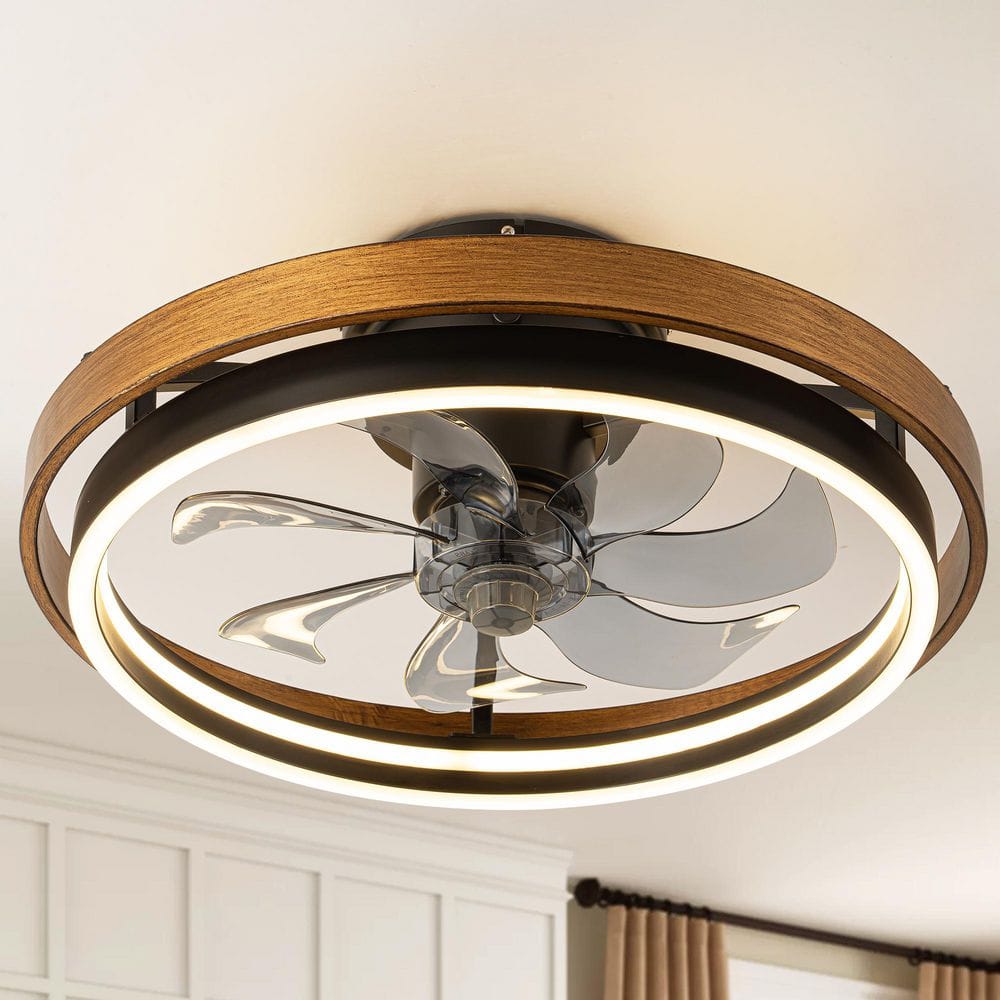 Nihar 19.6 in. Farmhouse Round Indoor Black Standard Ceiling Fan with Color-Changing Integrated LED Light with Remote price history on PriceWatchPro