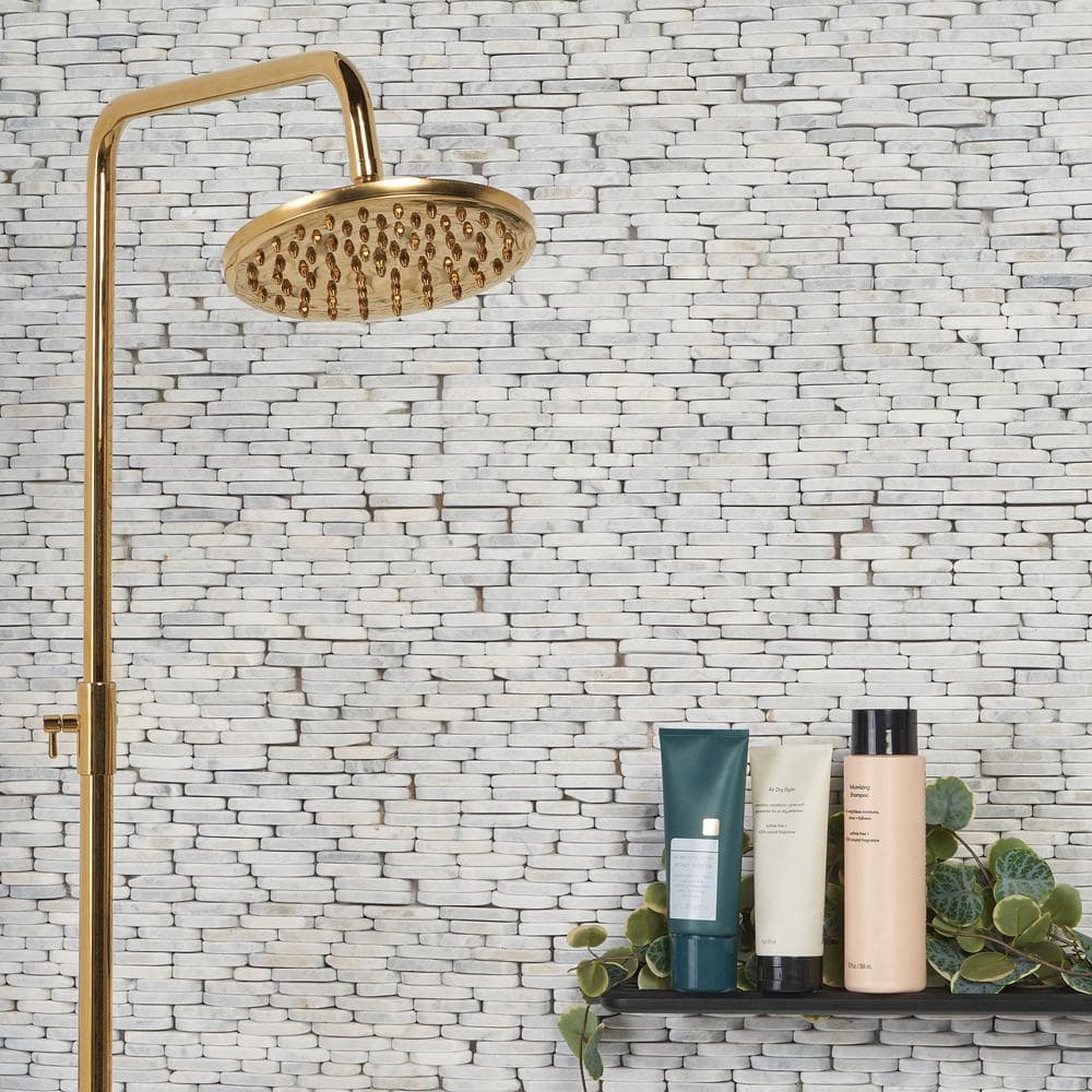 Landscape White Slate Rectangular Mosaic Tile