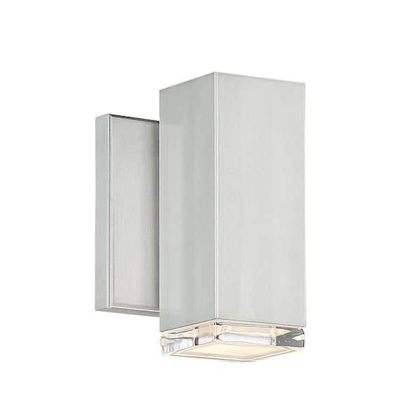 WAC Lighting Block 6 in. Brushed Aluminum Integrated LED Outdoor Wall Sconce in 3000K