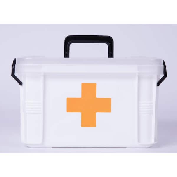 Basicwise QI003347 First Aid Medical Kit Empty Container, Large, White