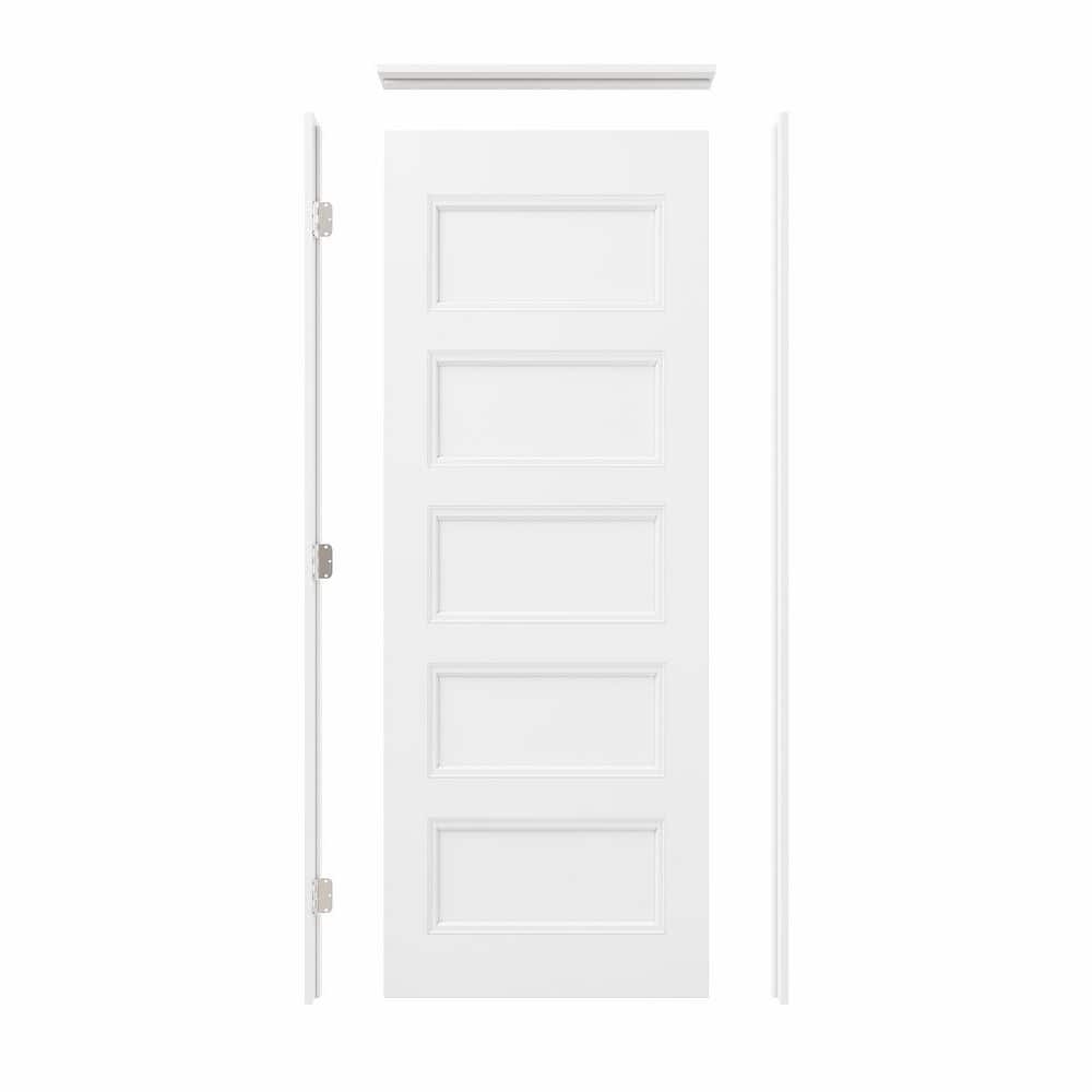 32 in. x 80 in. 5-Panel Right-Handed Painted Solid Core Wood Interior Single Prehung Door Kit with Quick Assemble Jamb price history on PriceWatchPro