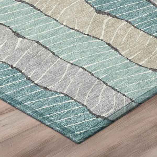 Chantille Machine Washable Indoor/Outdoor Abstract ACN3039 Teal 5 ft. x 7 ft. 6 in. Area Rug