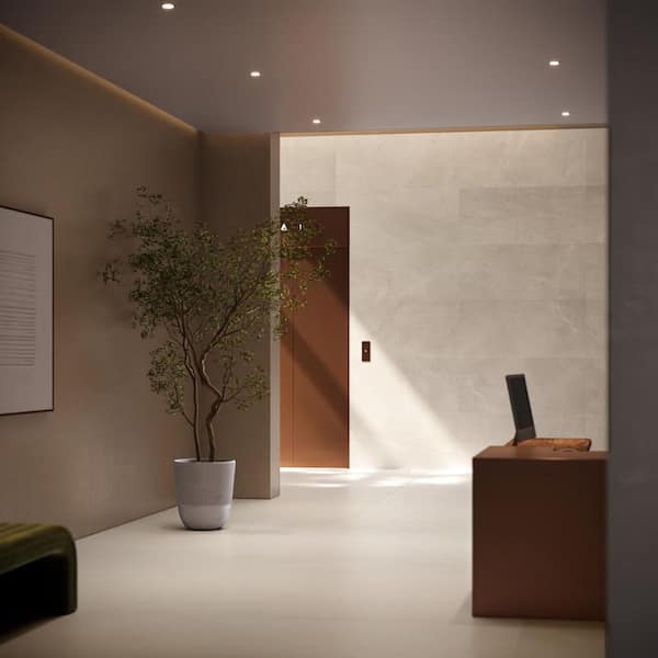 Dorian Sand Beige 47.24 in. x 47.24 in. Marble Look Antique Satin Porcelain Floor and Wall Tile (15.49 sq. ft. / Case)