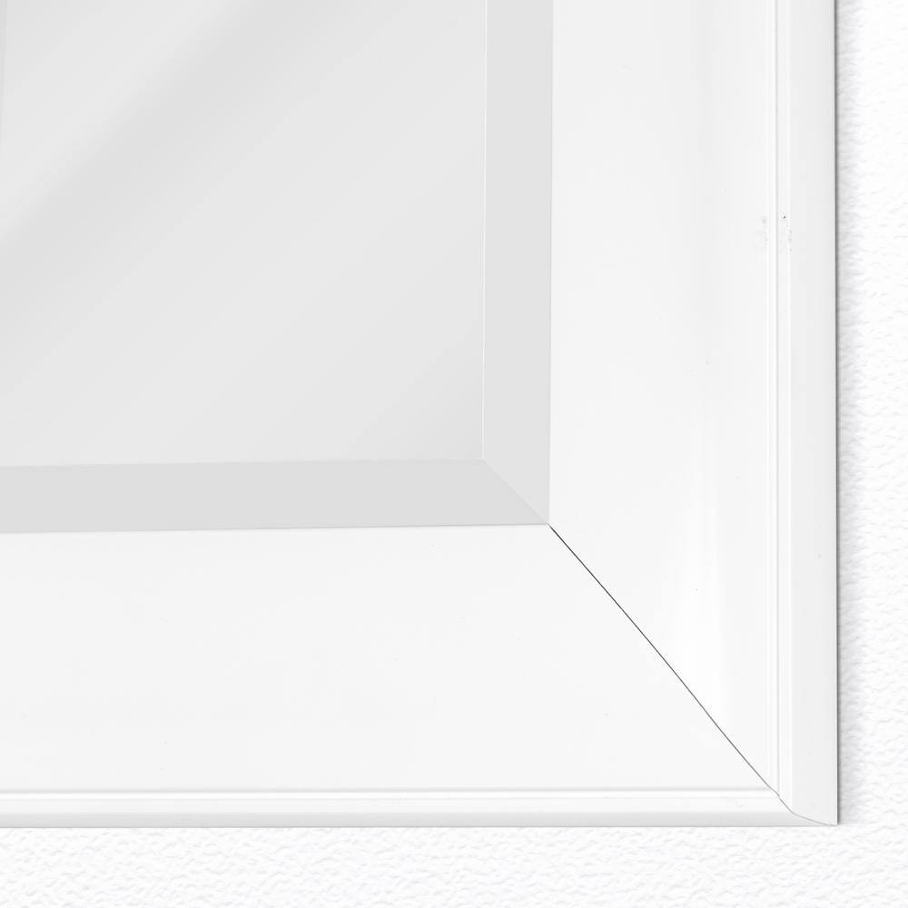 Glossy White Rectangular Beveled Vanity Mirror