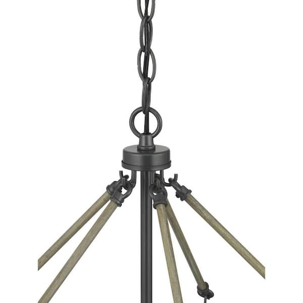 Progress Lighting Cashiers 24 in. 5-Light Graphite Chandelier with Clear Glass Shades