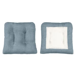 Lisa Solid Dusty Blue 16 in. Non Skid Chair Pad