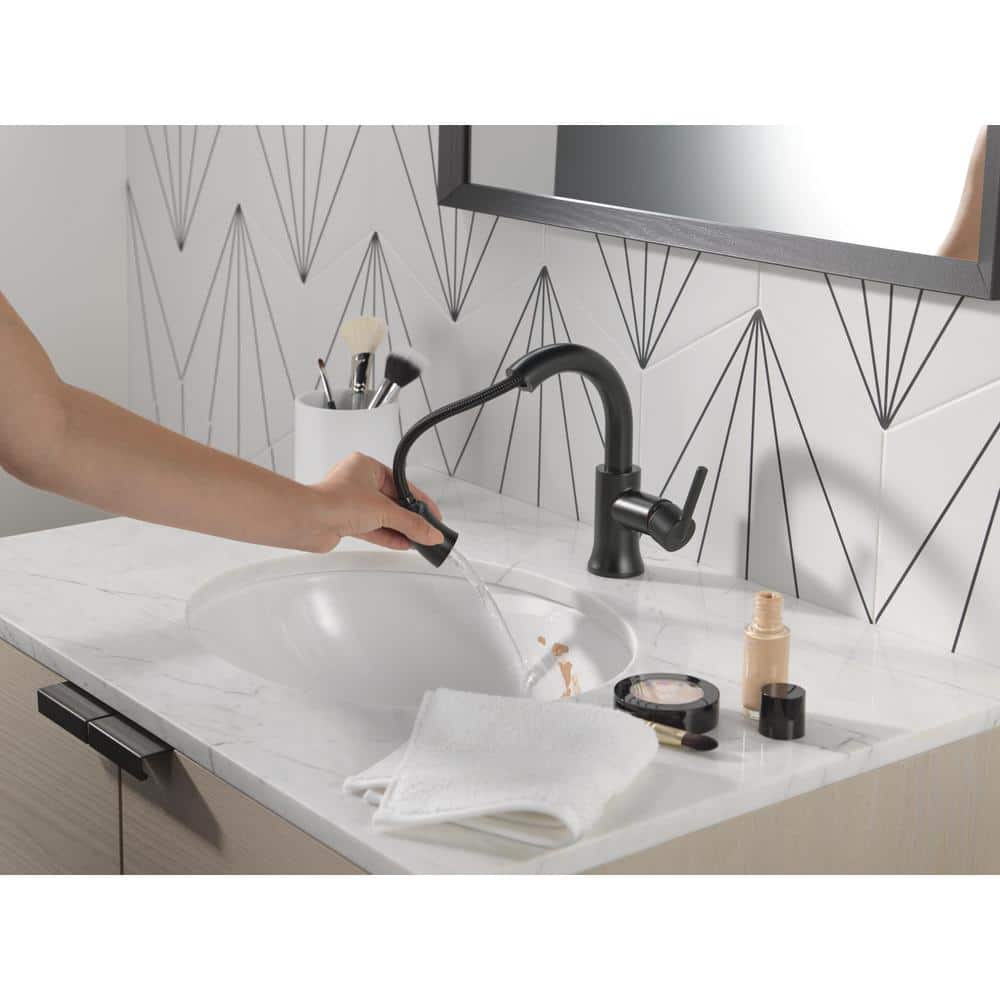 Matte Black Single Handle Pull Down Bathroom Faucet