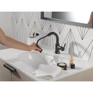 Trinsic Single Handle High Arc Single Hole Bathroom Faucet with Pull-Down Spout in Matte Black
