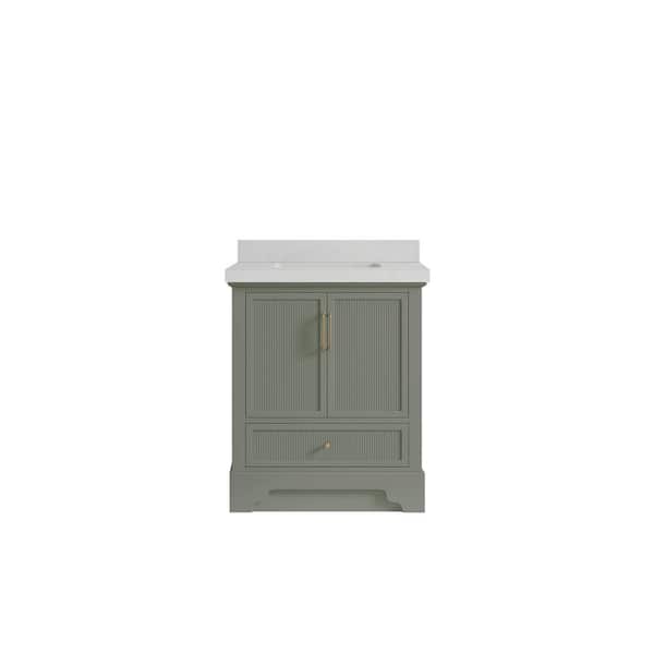 Willow Collections Alys 30 in. W x 22 in. D x 36 in. H Single Sink Bath Vanity Center in Evergreen with 2 in. Carrara Qt. Top