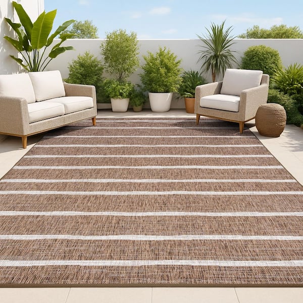 Colonia Berber Stripe Brown/Beige 8 ft. x 10 ft. Indoor/Outdoor Area Rug