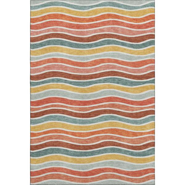 Mayfield Premium Machine Washable Abstract AMF2333 Coral 9 ft. x 12 ft. Area Rug