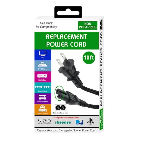 Xtreme Cables 10 Ft Non Polarized 2 Conductor Replacement Power Extension Cord Pac9 1006 Blk The Home Depot
