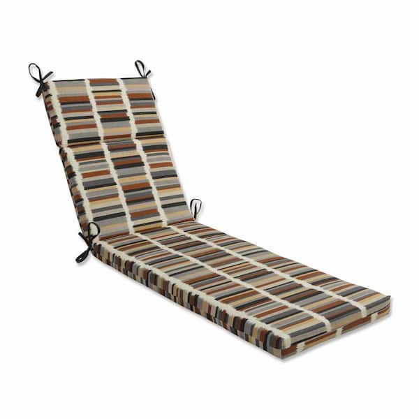 Pillow Perfect Striped 21 x 28.5 Outdoor Chaise Lounge Cushion in Black/Grey Solar