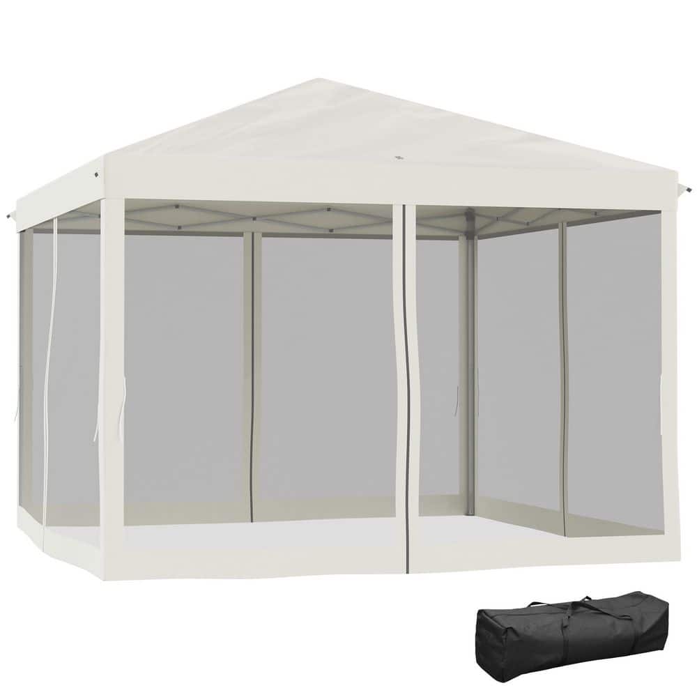 9.75 ft. x 9.75 ft. Beige Adjustable Height Pop Up Canopy Tent with Netting & Carry Bag price history on PriceWatchPro