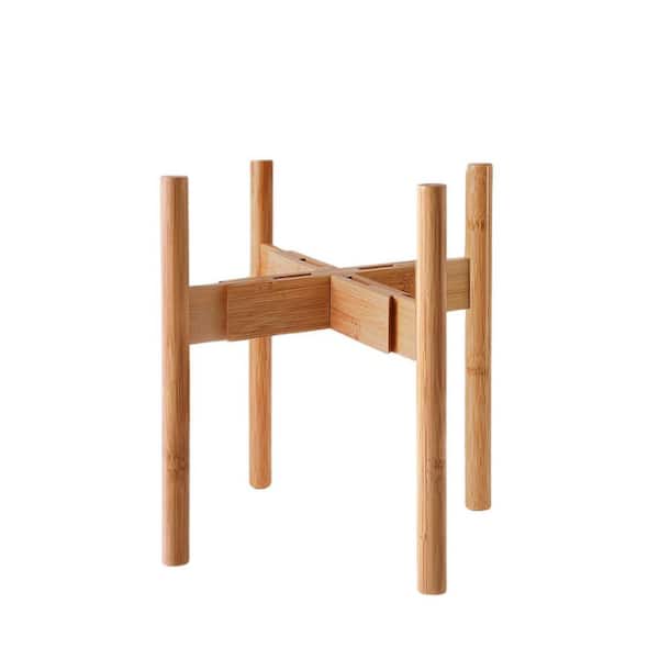 Adjustable Bamboo Plant Stand for Indoor Use, Fits 8-12 in. Pots, 14 in. Tall Mid-Century Modern Planter Holder
