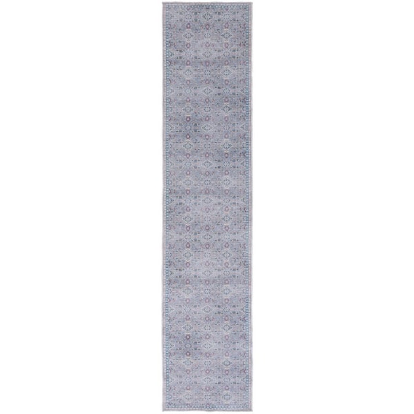 Serapi Gray/Beige 2 ft. x 9 ft. Machine Washable Floral Geometric Runner Rug
