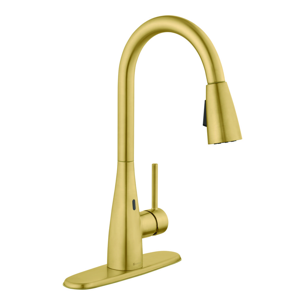 Vazon Touchless Single-Handle Pull-Down Sprayer 16.15 inches high 360° Spout Swivel Kitchen Faucet in Brushed Gold