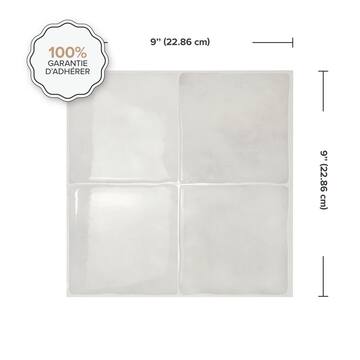 smart tiles Zellige Oia Beige 9 in. x 9 in. Vinyl Peel and Stick Tile (2.22 sq. ft./ 4-Pack) SM1192G-04-QG