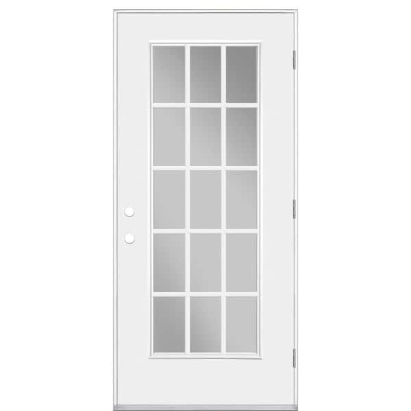 Masonite 36 in. x 80 in. Premium 15 Lite Primed Left Hand Outswing Steel Prehung Front Exterior Door No Brickmold