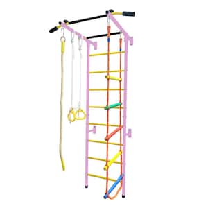5-In-1 Small Pink Paradise Swedish Ladder Wall Child's Gym Playset Rope Wall Climbing
