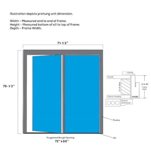 TRUfit 71.5 in. x 79.5 in. Right-Hand Inswing Full Lite Dual Pane Clear Glass Primed Steel Double Prehung Patio Door
