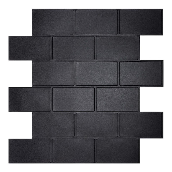 Matte Black 12 in. x 12 in. Vinyl Peel and Stick Backsplash 10-Pack