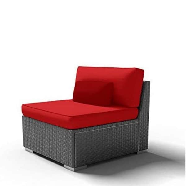 eVita Outdoor Patio Furniture Espresso Brown Wicker Sofa Middle Chairs (red-2pcs)