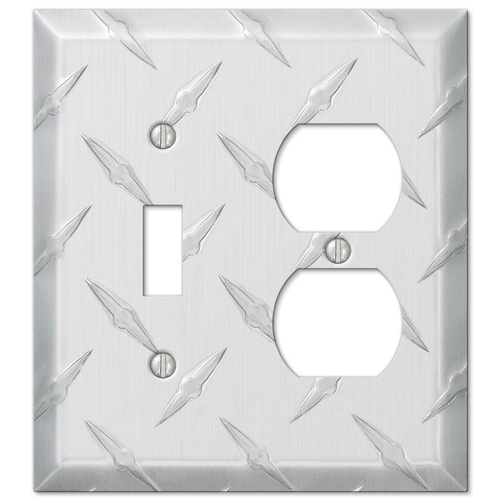 Silver Diamond Plate Aluminum Single Toggle and Duplex Wallplate
