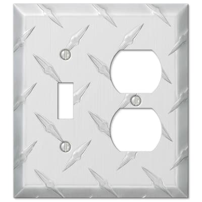 Diamond Plate 2 Gang 1-Toggle and 1-Duplex Aluminum Wall Plate - Aluminum