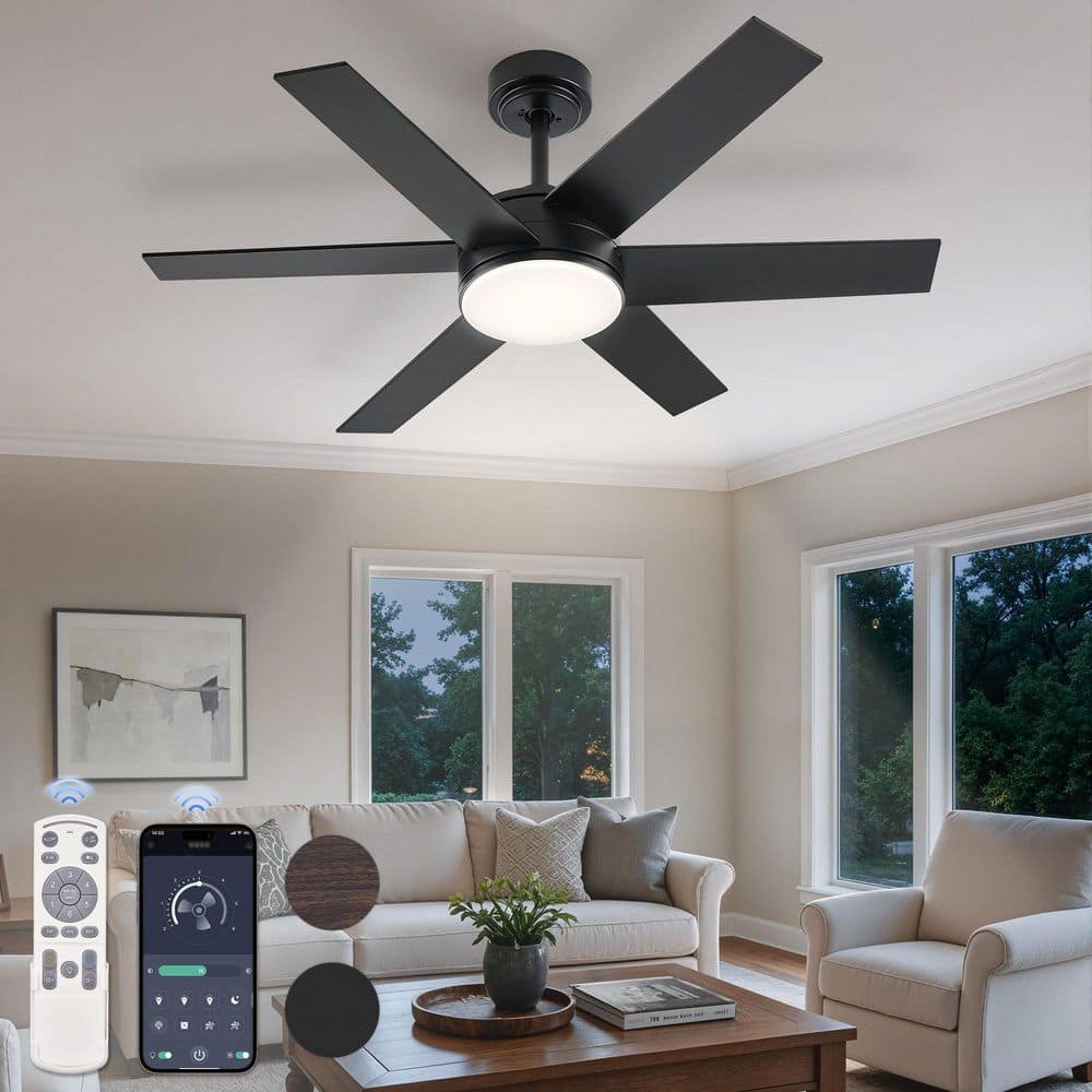 42 in. Ceiling Fan with Light, App&Remote Control, Downrod Mount Low Profile, Dimmable for Bedroom,Apartment, Black price history on PriceWatchPro