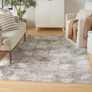 Eco-Friendly Ivory Multicolor 6 ft. x 9 ft. Abstract Contemporary Area Rug