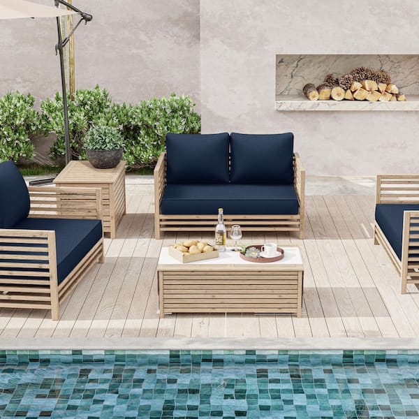 46 in. x 26 in. Outdoor Patio Replacement Loveseat Cushion Set with Backrest Navy