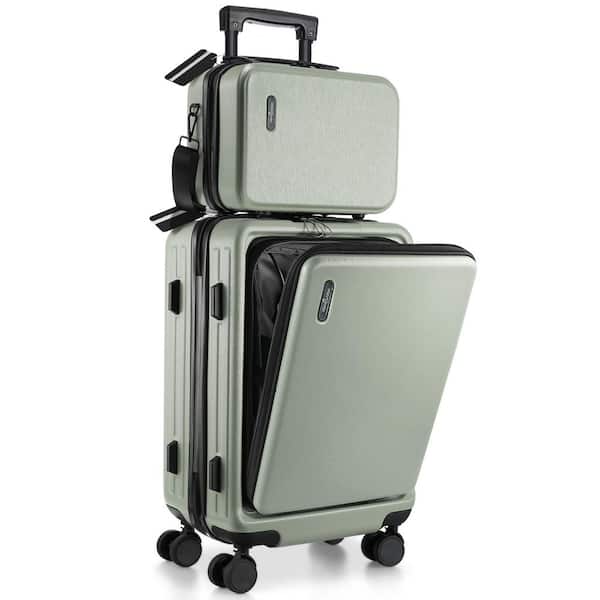TRAVELARIM 2-Piece Sage Green Hard Carry-On Weekender Luggage Set