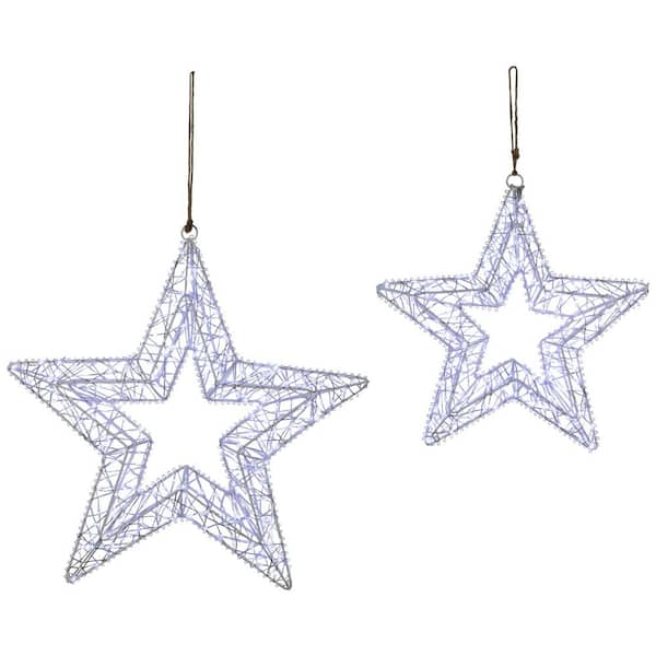 LED Lighted Stars Outdoor Christmas Decorations-18in.-Set of 2-Cool White Lights